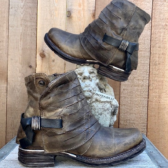 A.S.98 AS98 Free People Boho Moto Biker Zip Ankle Bootie Boots Size 37 - Picture 9 of 10